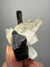 Load image into Gallery viewer, Dark Green Cap Stak Nala Tourmaline on Cleavelandite Matrix – Haramosh Mountains, Pakistan