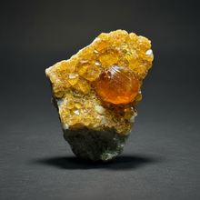 Load image into Gallery viewer, Hessonite Garnet Cluster on Matrix – Natural Collector Specimen from Pakistan | High-Grade Orange-Red Garnet Crystals