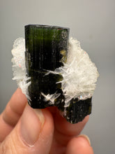 Load image into Gallery viewer, Dark Green Cap Stak Nala Tourmaline on Cleavelandite Matrix – Haramosh Mountains, Pakistan