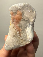 Load image into Gallery viewer, Rare Botryoidal Orange Fluorite on Druzy Quartz Matrix
Collector Mineral Specimen — Maharashtra, India