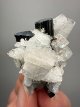 Load image into Gallery viewer, Blue Cap Dark Green Stak Nala Tourmaline With Pink Morganite on Cleavelandite Matrix – Haramosh Mountains, Pakistan