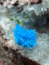 Load image into Gallery viewer, Rare Electric Blue Pentagonite & Cavansite on Druzy Matrix | Collector Mineral Specimen | Wagholi Quarry, India