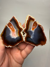 Load image into Gallery viewer, High-Grade Indonesian Sumatra Agate Pair – Vibrant Banded Chalcedony with Rich Color Zoning | Ethical Lapidary & Collector Display Specimens
