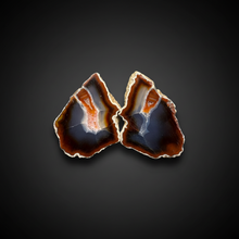 Load image into Gallery viewer, High-Grade Indonesian Sumatra Agate Pair – Vibrant Banded Chalcedony with Rich Color Zoning | Ethical Lapidary & Collector Display Specimens