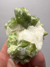 Load image into Gallery viewer, Electric Green Diopside on Quartz – Collector Mineral Specimen (Gilgit-Baltistan) Pakistan