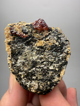 Load image into Gallery viewer, Naturally Faceted Zircon Crystal on Pegmatite–Biotite Matrix • Pakistan Mineral Specimen