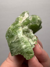 Load image into Gallery viewer, Electric Green Diopside on Quartz – Collector Mineral Specimen (Gilgit-Baltistan) Pakistan