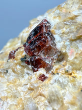 Load image into Gallery viewer, Naturally Faceted Zircon Crystal on Pegmatite–Quartz and Biotite Matrix • Pakistan Mineral Specimen