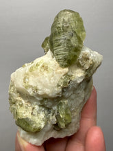 Load image into Gallery viewer, Electric Green Diopside on Quartz – Collector Mineral Specimen (Gilgit-Baltistan) Pakistan