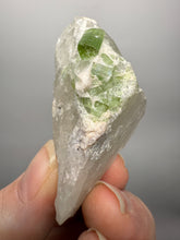 Load image into Gallery viewer, Vibrant Green Tourmaline on Quartz Crystal | Pegmatite Mineral Specimen from Pakistan