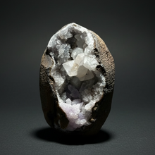 Load image into Gallery viewer, Druzy Lavender “Cactus” Amethyst + Diamond Calcite + Druzy Chalcedony Vug — Deccan Traps, Maharashtra, India