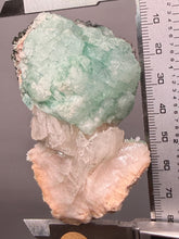 Load image into Gallery viewer, High-Grade Gemmy Green Apophyllite on White Stilbite | Deccan Traps, Maharashtra, India