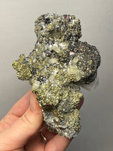 Load image into Gallery viewer, 4.8” New Find: Huanzala Mine Peru Sphalerite + Chalcopyrite + Apatite + Calcite + Quartz | Collector Display Specimen