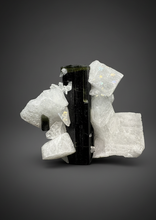 Load image into Gallery viewer, Dark Green CapStak Nala Tourmaline on Cleavelandite Matrix – Haramosh Mountains, Pakistan
