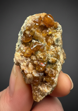 Load image into Gallery viewer, Hessonite Garnet Cluster on Matrix – Natural Collector Specimen from Pakistan | High-Grade Orange-Red Garnet Crystals