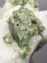 Load image into Gallery viewer, Electric Green Diopside on Quartz – Collector Mineral Specimen (Gilgit-Baltistan) Pakistan