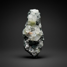 Load image into Gallery viewer, High-Grade Green Apophyllite with Pink Stilbite on Black Chalcedony – Deccan Traps, India