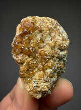 Load image into Gallery viewer, Hessonite Garnet Cluster on Matrix – Natural Collector Specimen from Pakistan | High-Grade Orange-Red Garnet Crystals