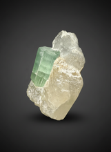 Load image into Gallery viewer, Mint Green Tourmaline on Quartz Matrix– Pegmatite Mineral Specimen from Pakistan