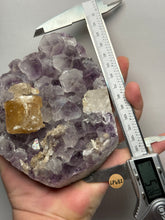 Load image into Gallery viewer, Golden Cubic Calcite on Amethyst Cluster | Maharashtra, India (Collector Specimen)