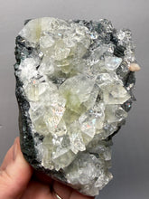 Load image into Gallery viewer, High-Grade Green Apophyllite with Pink Stilbite on Black Chalcedony – Deccan Traps, India