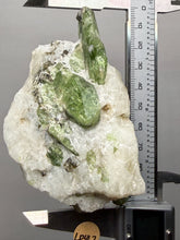 Load image into Gallery viewer, Electric Green Diopside on Quartz – Collector Mineral Specimen (Gilgit-Baltistan) Pakistan