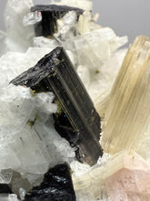 Load image into Gallery viewer, Dark Green Cap Stak Nala Tourmaline & Pink Morganite on Cleavelandite on Quartz Matrix – Haramosh Mountains, Pakistan