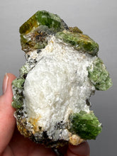 Load image into Gallery viewer, Electric Green Diopside on Quartz – Collector Mineral Specimen (Gilgit-Baltistan) Pakistan