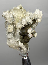 Load image into Gallery viewer, Druzy Apophyllite over Golden Calcite & Black Chalcedony Stalactites | Deccan Traps, Maharashtra, India
