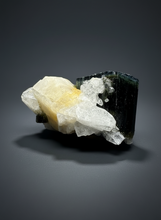 Load image into Gallery viewer, Blue Cap Dark Green Stak Nala Tourmaline and Cleavelandite – Haramosh Mountains, Pakistan | Thumbnail Specimen