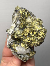 Load image into Gallery viewer, 3.8” New Find: Huanzala Mine Peru Sphalerite + Chalcopyrite + Apatite + Calcite + Quartz | Collector Display Specimen