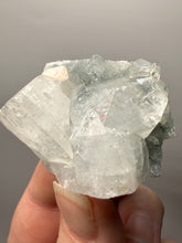 Load image into Gallery viewer, Gemmy Clear Apophyllite & Pink Stilbite on Druzy Chalcedony | Zeolite Specimen | Maharashtra, India