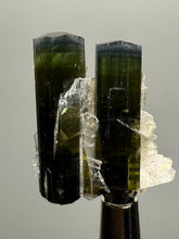 Load image into Gallery viewer, Double Blue Cap Dark Green Stak Nala Tourmaline and Cleavelandite – Haramosh Mountains, Pakistan | Thumbnail Specimen