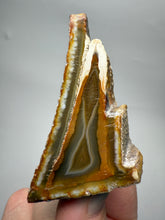 Load image into Gallery viewer, RARE POLYHEDROID Indonesian Sumatra Agate Pair – Vibrant Banded Chalcedony with Rich Color Zoning & Red Druzy Botryoidal Quartz| Ethical Lapidary & Collector Display Specimens