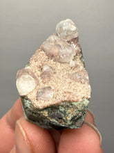 Load image into Gallery viewer, Pink Apophyllite on Red & Green Heulandite – Deccan Traps, Maharashtra, India