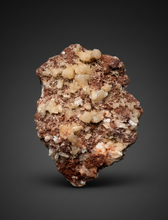 Load image into Gallery viewer, XL Shiny Peach Stilbite on Druzy Red Heulandite – High-Grade Collector Mineral Specimen from India