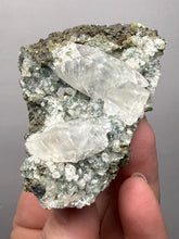 Load image into Gallery viewer, Double Terminated Scalenohedral Optical Calcite on Druzy Apophyllite & Green Heulandite | Maharashtra, India