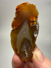 Load image into Gallery viewer, Indonesian Sumatra Agate Pair – Vibrant Banded Chalcedony with Rich Color Zoning | Ethical Lapidary & Collector Display Specimens