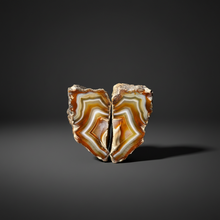 Load image into Gallery viewer, High-Grade Indonesian Sumatra Agate Pair – Vibrant Banded Chalcedony with Rich Color Zoning | Ethical Lapidary & Collector Display Specimens