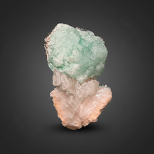 Load image into Gallery viewer, High-Grade Gemmy Green Apophyllite on White Stilbite | Deccan Traps, Maharashtra, India