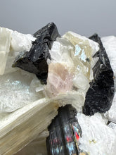 Load image into Gallery viewer, Dark Green Cap Stak Nala Tourmaline & Pink Morganite on Cleavelandite on Quartz Matrix – Haramosh Mountains, Pakistan