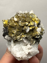 Load image into Gallery viewer, High-Grade Golden Pyrite, Galena & Sphalerite on Quartz | Collector Mineral Specimen | Madan Ore Field, Rhodope Mountains, Bulgaria