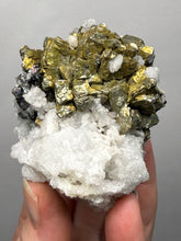 Load image into Gallery viewer, High-Grade Golden Pyrite, Galena & Sphalerite on Quartz | Collector Mineral Specimen | Madan Ore Field, Rhodope Mountains, Bulgaria