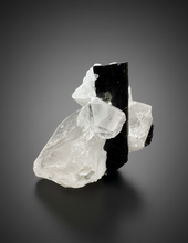 Load image into Gallery viewer, Dark Green Cap Stak Nala Tourmaline on Cleavelandite and Quartz Matrix – Haramosh Mountains, Pakistan
