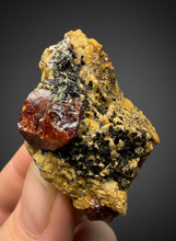 Load image into Gallery viewer, Naturally Faceted Zircon Crystal on Pegmatite–Biotite Matrix • Pakistan Mineral Specimen
