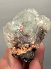 Load image into Gallery viewer, Lustrous Apophyllite over Red Heulandite (Zeolite Pocket) — Deccan Traps, Maharashtra, India