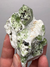 Load image into Gallery viewer, Electric Green Diopside on Quartz – Collector Mineral Specimen (Gilgit-Baltistan) Pakistan