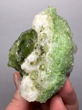 Load image into Gallery viewer, Electric Green Diopside on Quartz – Collector Mineral Specimen (Gilgit-Baltistan) Pakistan