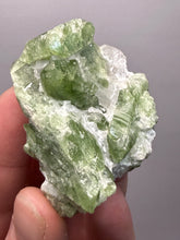 Load image into Gallery viewer, Electric Green Diopside on Quartz – Collector Mineral Specimen (Gilgit-Baltistan) Pakistan