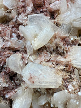 Load image into Gallery viewer, LG Shiny Peach Stilbite and Mint Green Apophyllite on Druzy Red Heulandite – High-Grade Collector Mineral Specimen from India